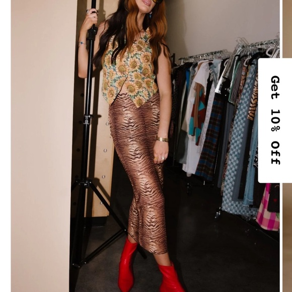 COPY - Dressed in LALA Cream and Brown Maxi Pencil Skirt - Picture 1 of 1